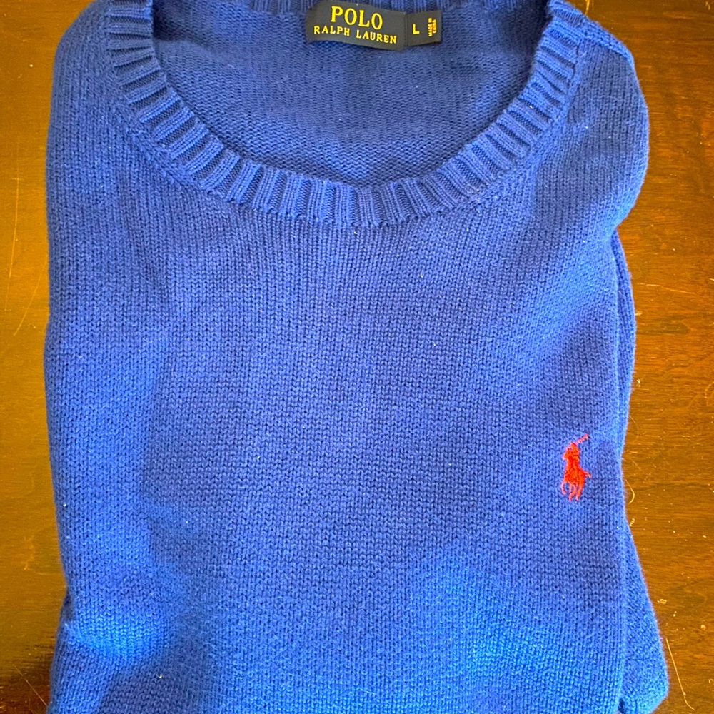 Polo Ralph Lauren Blue Sweater. Size Large. 100% Cotton.